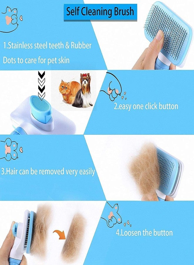KittuPet 4 in 1 pet grooming kit dog brush cat comb silicone bath scrubber nail clipper file self cleaning hair remover shedding tool fur care detangler pet bath accessories for dogs cats long short hair - Image 4